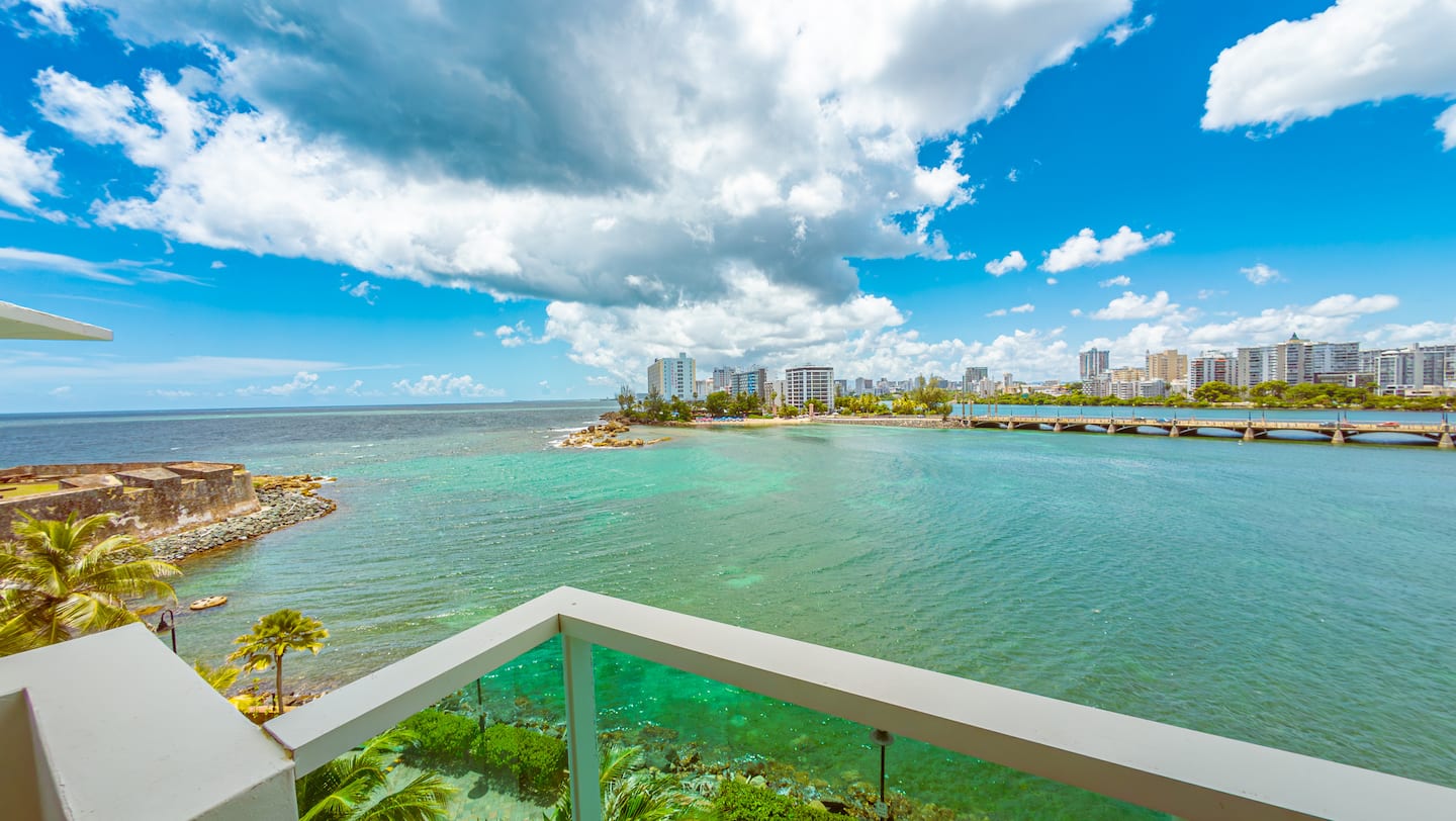 Condado Lagoon and the San Juan coastline seen from a private balcony