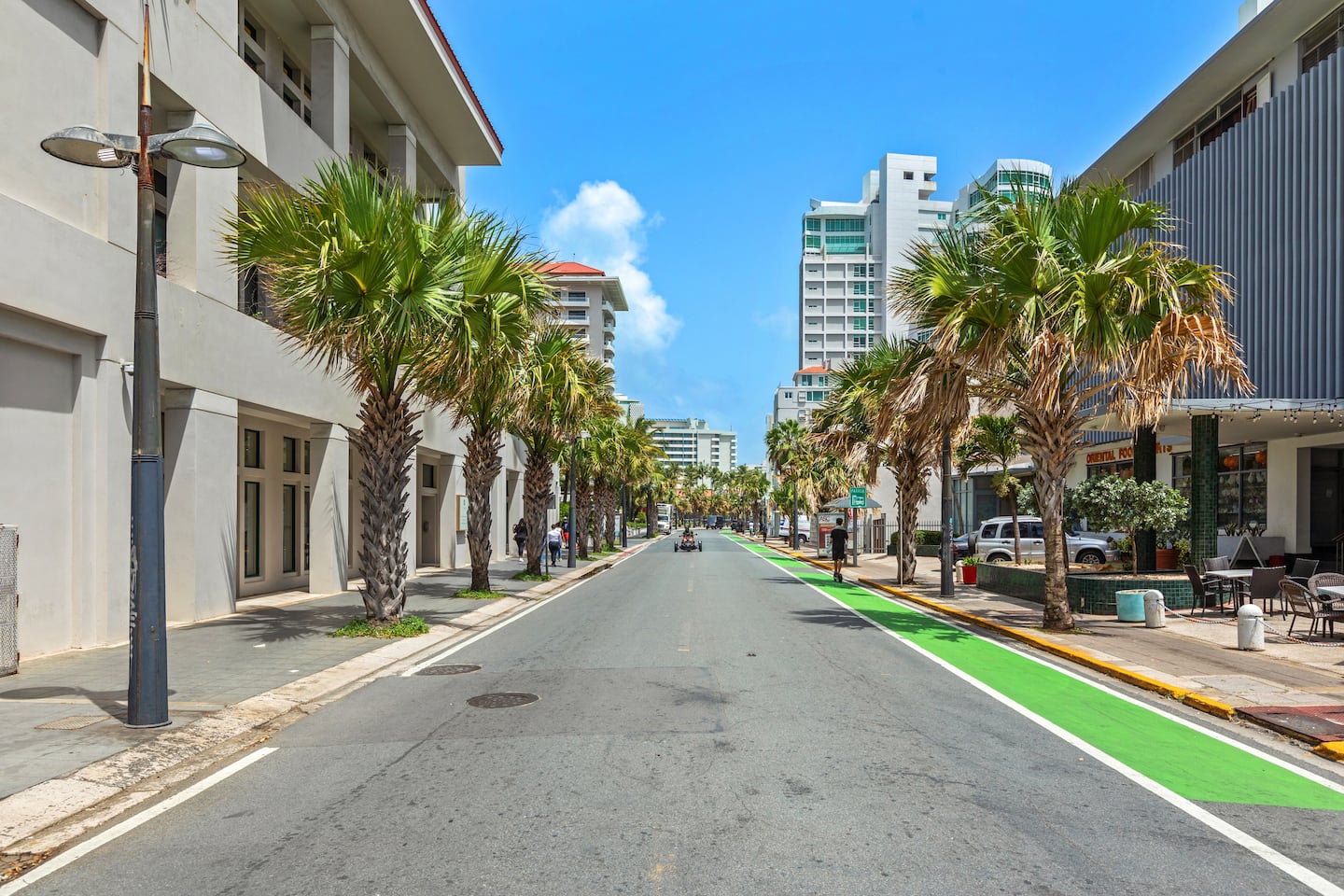 A palm lined street in Condado, San Juan