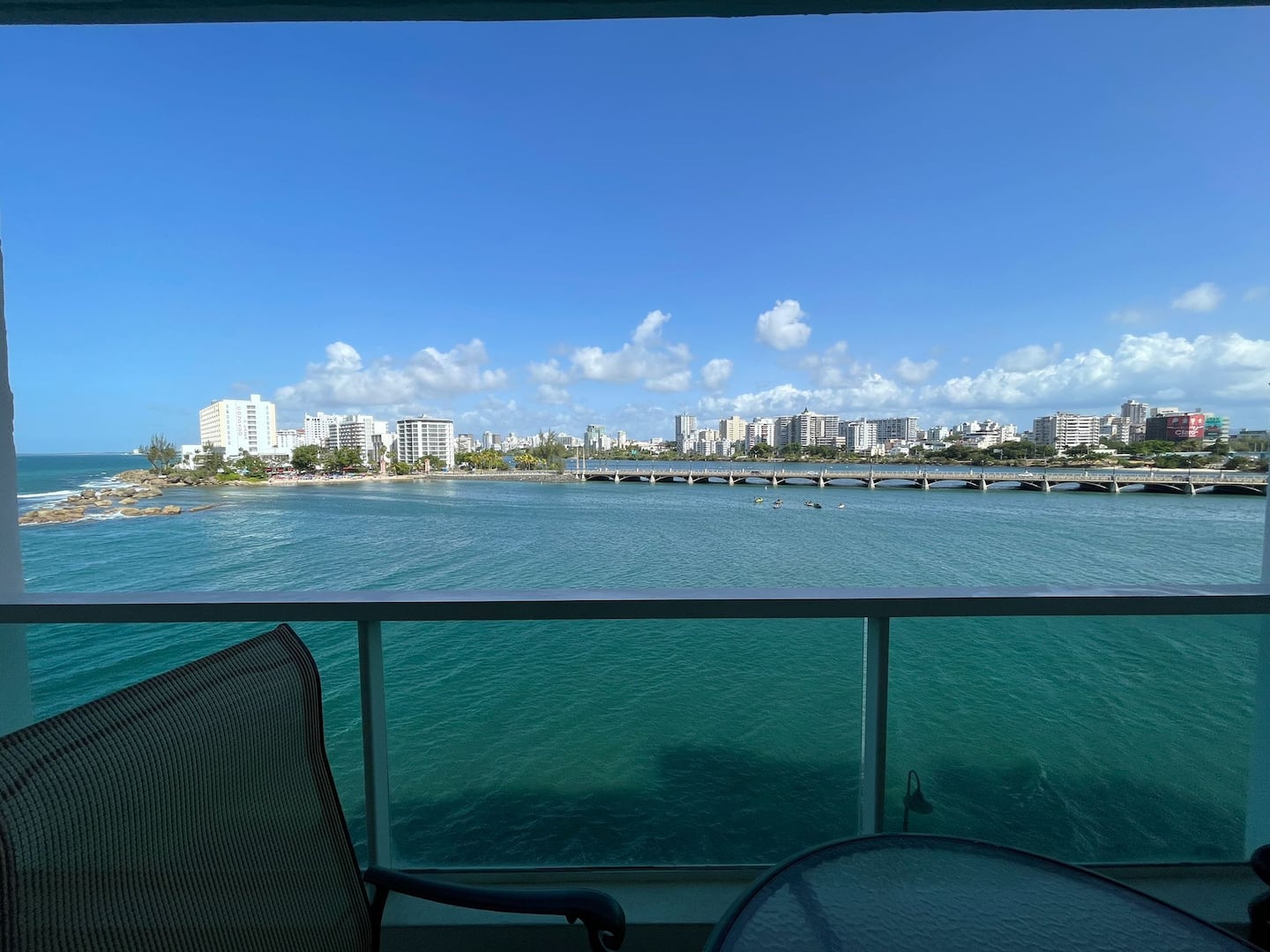 View of the lagoon and the Condado skyline from the balcony